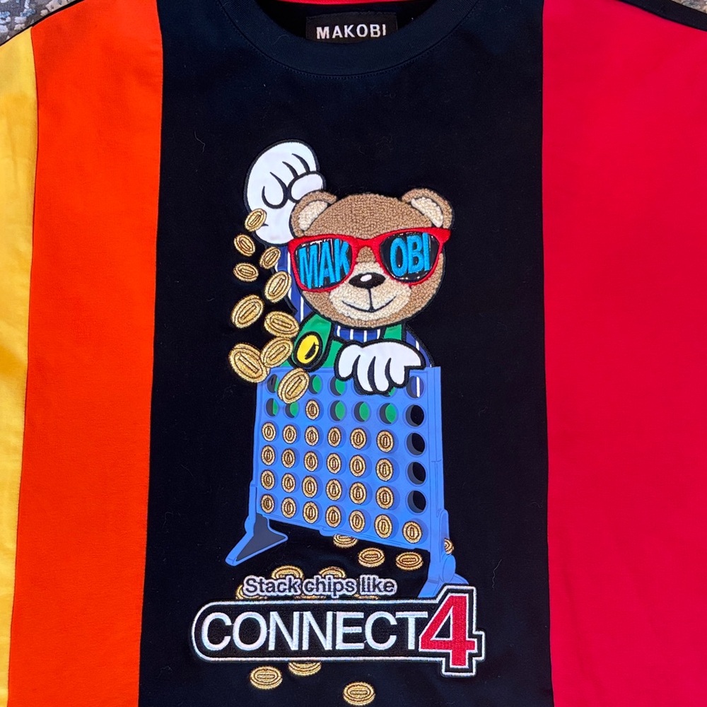 Makobi Bear Connect 4 Graphic Streetwear Multicolor T-Shirt Men’s L - Picture 5 of 14